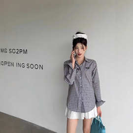 毒家现货正确版本高品质MU家新款格纹棉质长袖衬衫宽松版型男女款