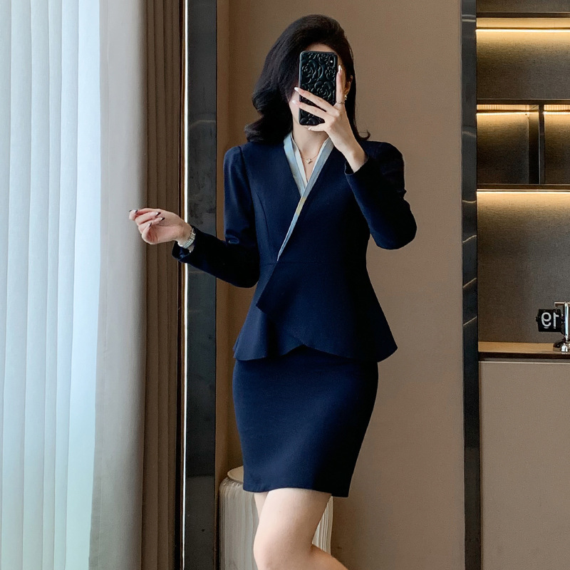 小西装女春夏季长袖职业装套装商务正装面试上班教师销售工作服女