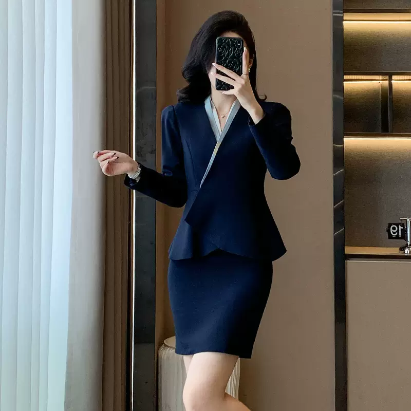 小西装女春夏季长袖职业装套装商务正装面试上班教师销售工作服女