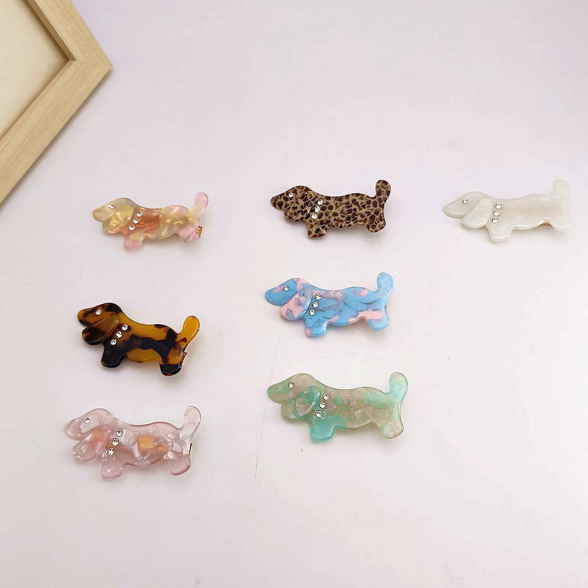 6.5cm Cute Vintage Dog Hairpin Puppy Diamond Acetic Acid Hairpin Unique Fashion Women's Duckbill Clip Accessories