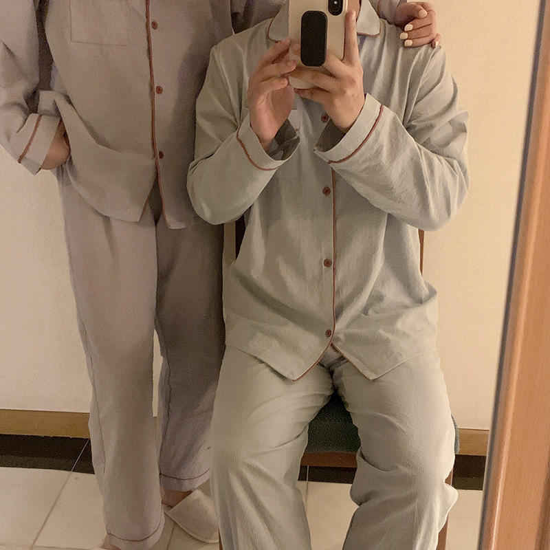 Product details picture_actual shot#new product#Men's comfortable and loose striped early autumn pajamas and home clothes set