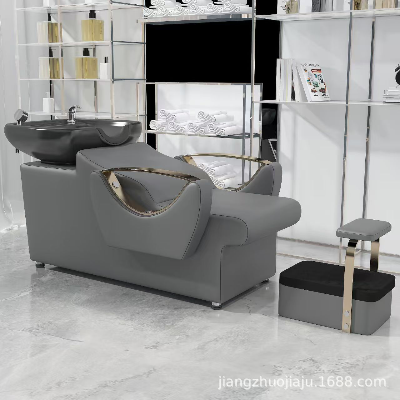 Red en línea lavabo de cerámica lavabo de cabello salón de pelo sillón lavabo de cabello cama de lavado de agua lavabo de cabello barbería cama de lavabo de cabello cómodo