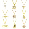 Trend pendant hip-hop style, necklace, accessory, European style, diamond encrusted