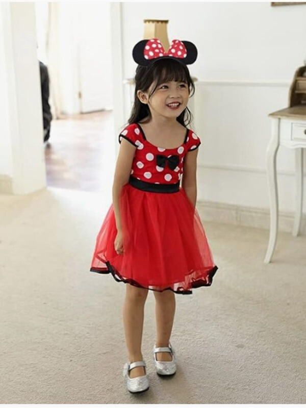 Cross-Border New Mickey and Minnie Dress Children's Mickey Mouse Tutu Skirt Bow Polka Dot Red Children's Skirt