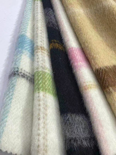 Woolen wool in stock long hair large plaid coat clothing/shoes and hats/bags fabric fabric Shaoxing supply