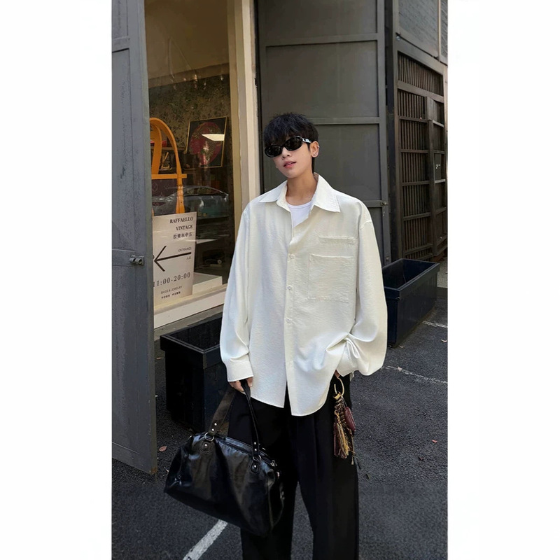 High-End Double-Pocket Decorative Shirt Jacket, Men's Stylish Suit Collar Shirt, Long-Sleeve Shirt Suitable for All Seasons