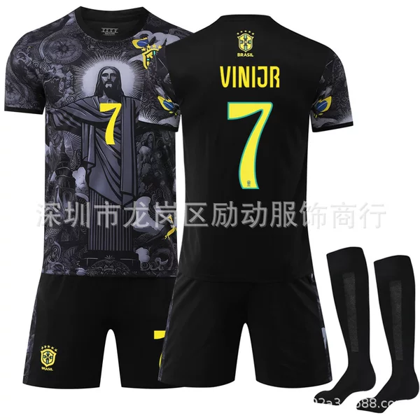 Americas National Team 7 Vinicus Jersey 10 Neymar Brazil Special Commemorative Edition Black Football Jersey suit