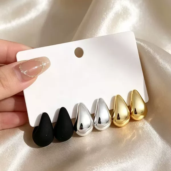 European and American Cross-Border Hot-Selling Multi-Color Niche Mini Comma Drop Earrings 3-Piece Set Simple Ins Women's Earrings Set