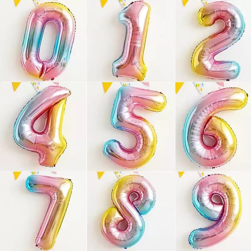 32inch Fat Gradient Digital Aluminum Film Balloons Children's Birthday Party Scene Decoration Arrangement Outdoor Photo Props