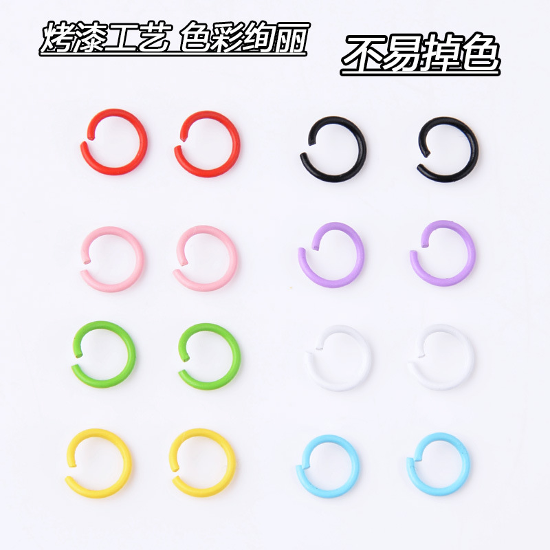 Accesorios de joyería DIY 1,2*10mm metal color pintura anillo único anillo de conexión anillo con mano colgando anillo abierto anillo