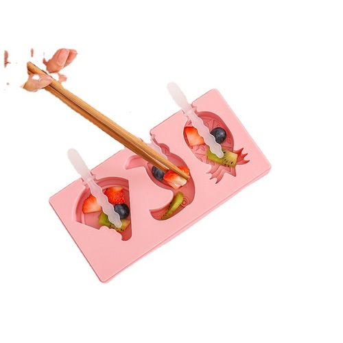 A2898 Household Popsicle Mold Box Ice Cream Mold Cartoon Silicone DIY Handmade Ice Cream Mold with Cover