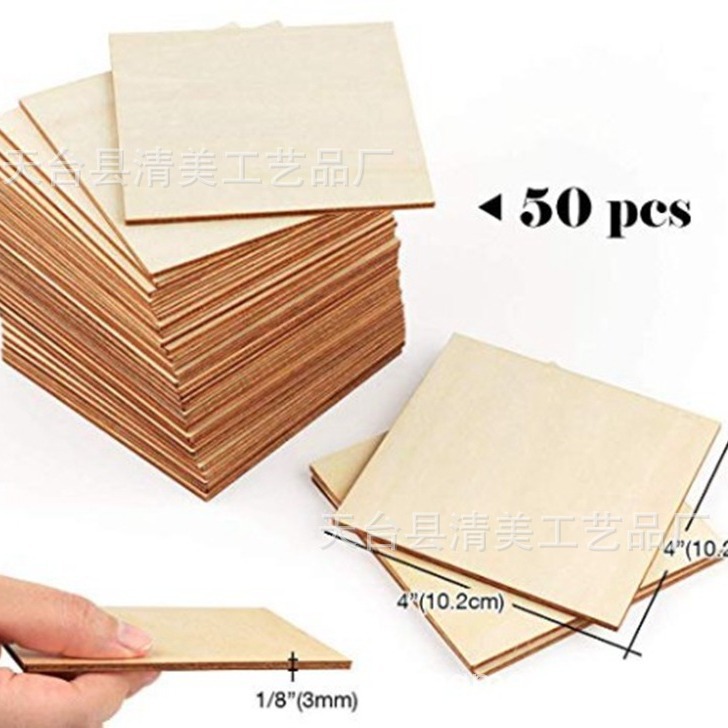 100mm de registro de ángulo recto cuadrado astillas de madera artesanías de madera Decoración Accesorios hechos a mano pintado tablero de madera