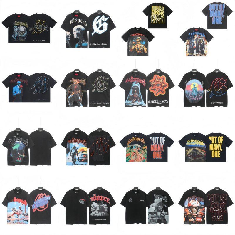 25ss アメリカのトレンディなブランド GOD ロックバンド ヒップホップ レタープリント 半袖 高品質 コットン Tシャツ カップル同スタイル|undefined