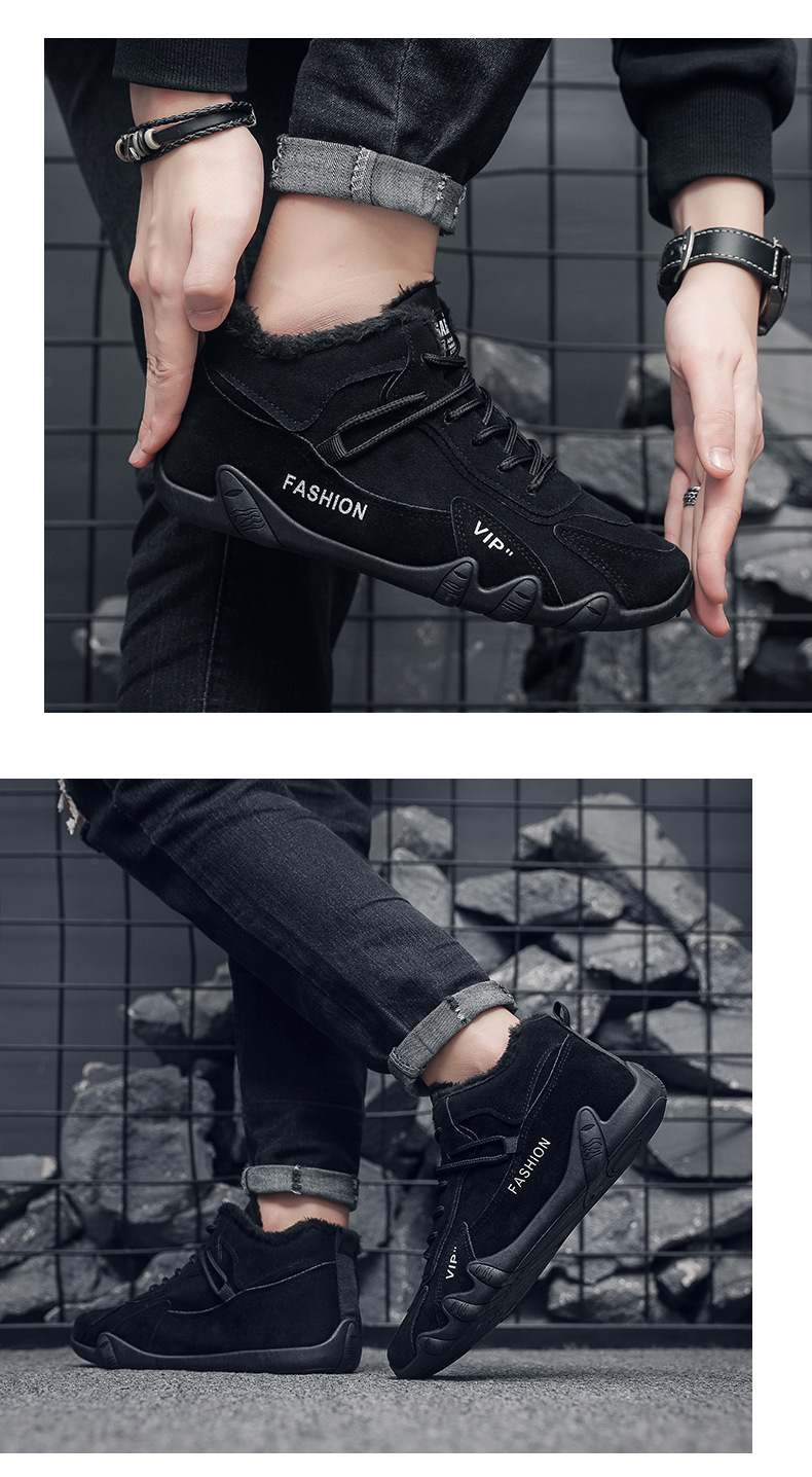 Scarpe in cotone a cinque dita 2023 Scarpe invernali in velluto antiscivolo da uomo Stivali in cotone caldo casual da giovane di media altezza Stivali corti alla moda_voghion.com