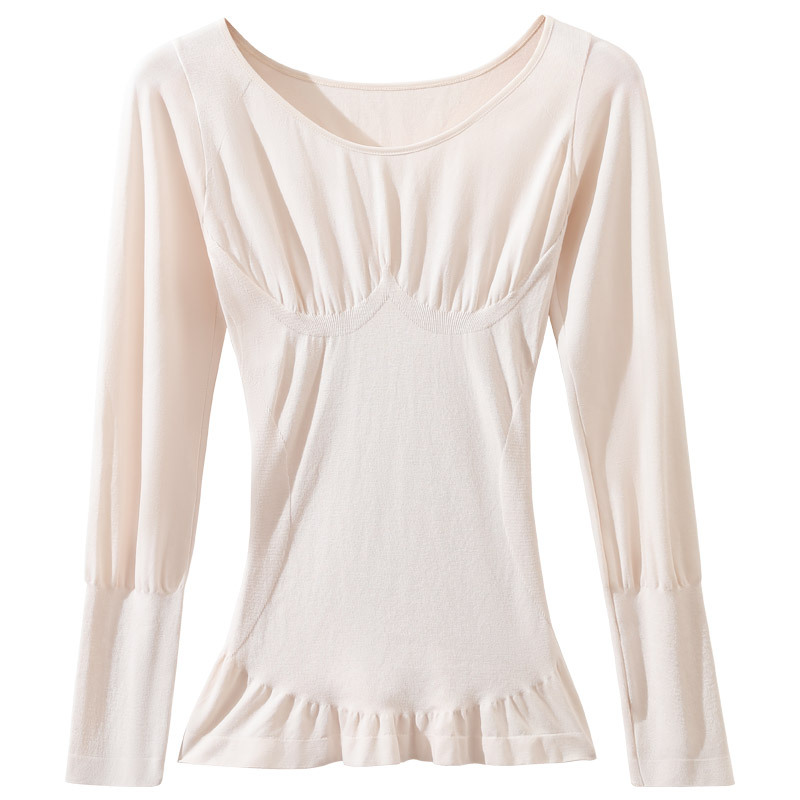 Ropa de otoño traje de calefacción interior de las mujeres Otoño e Invierno ropa de cuidado de la piel de fondo Delgado cuello redondo acrílico superior caliente de las mujeres