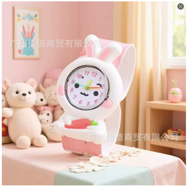 Printed Super Cute Rabbit Cartoon Children's Watch Electronic Watch Snap Ring for Little Boys and Girls Toddler Turtle Watch Dropshipping