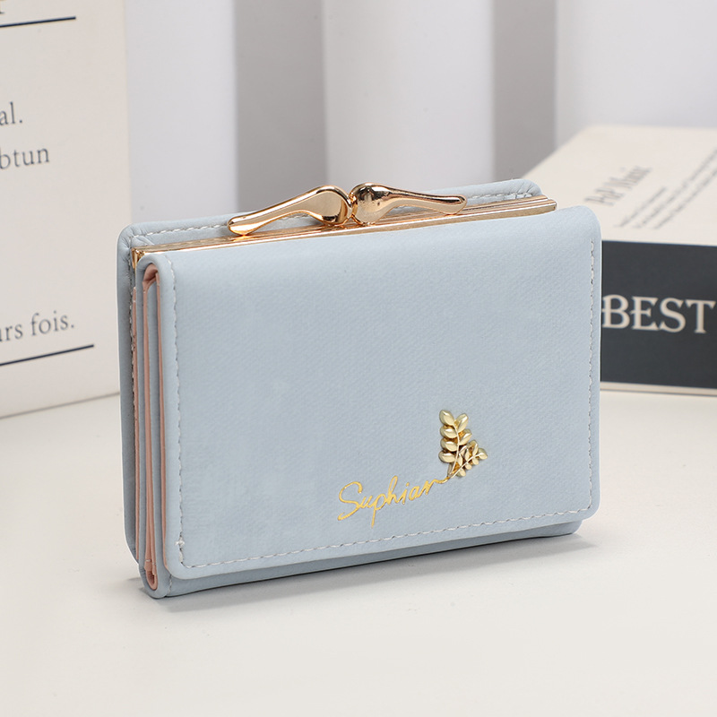 Nuevo monedero de estudiante de franela fresca pequeña de estilo nacional plegable simple, clip de dinero de sentido avanzado, billetera corta para mujer