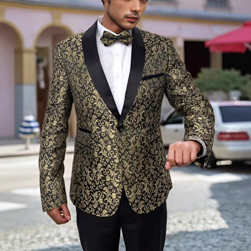 Cross-Border New Floral Pattern Men's Suit for Banquets, Formal Wear, Wedding Hosting, and Wedding Suits Cross-Border New Floral Pattern Men's Suit for Banquets, Formal Wear, Wedding Hosting, and Wedding Suits
