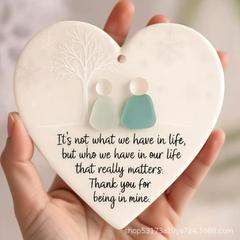Heart-Shaped Sea Glass Friendship Decor海玻璃友谊圣诞挂件新