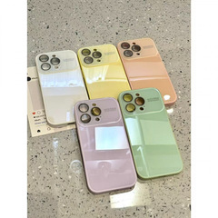 简约韩系视窗光滑白色淡紫色适用iphone16proma苹果15pro手机女壳