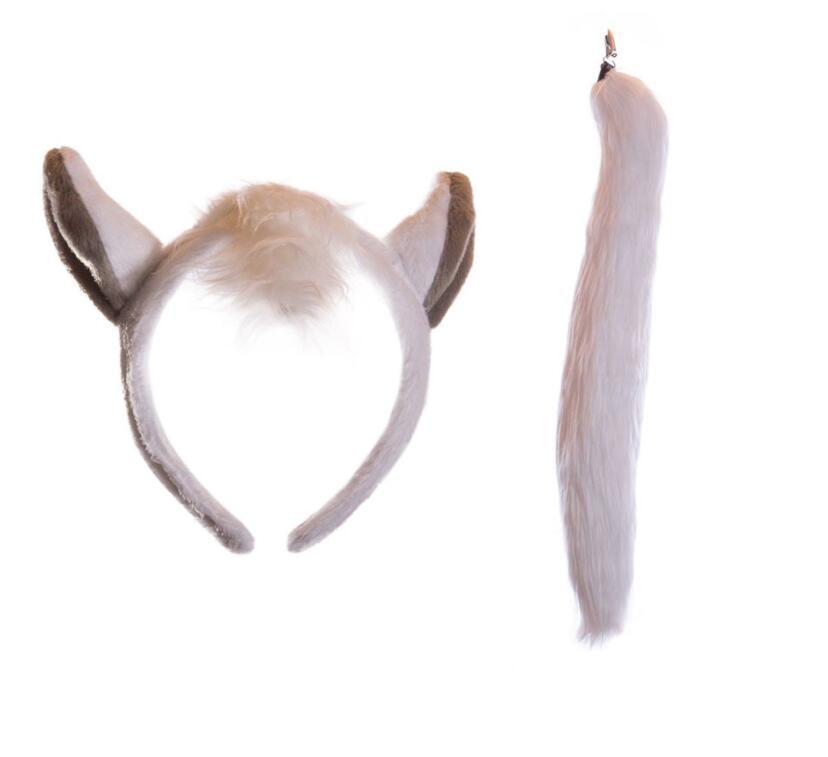 Halloween Cosplay Set di orecchie e coda di animali leone mucca giraffa procione cerchietto coda accessori per capelli copricapo fatto a mano pezzo unico_voghion.com