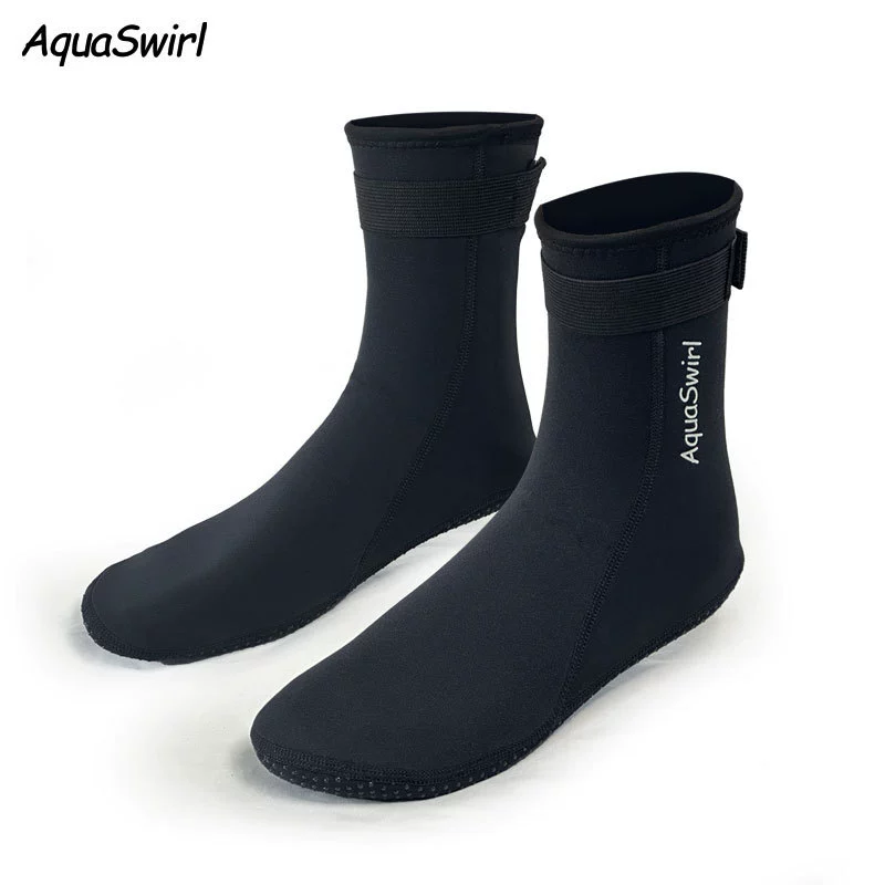 Теплые носки для дайвинга для предотвращения холода, нейлоновые 3 мм зимние нескользящие ласты для плавания, износостойкие, защита лодыжки, удобные увеличенные носки для дайвинга