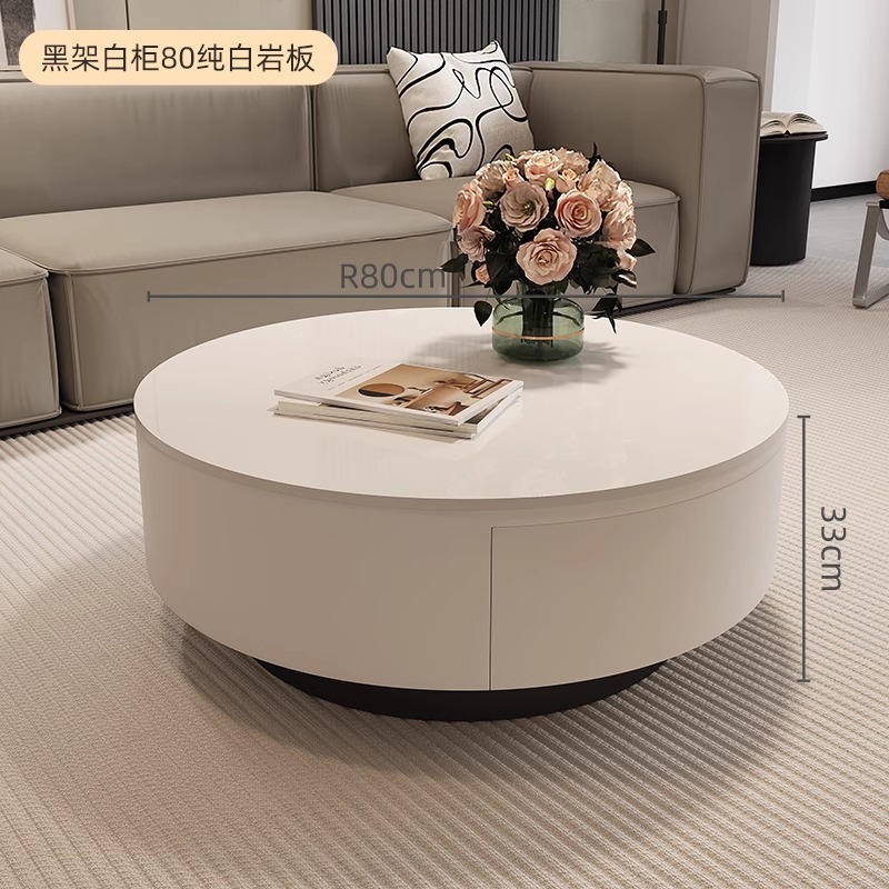 デザイナーの新しいライト高級ラウンドスレートコーヒーテーブル小さなアパートのリビングルームホームミニマリストティーテーブルハイエンドの組み合わせ|undefined