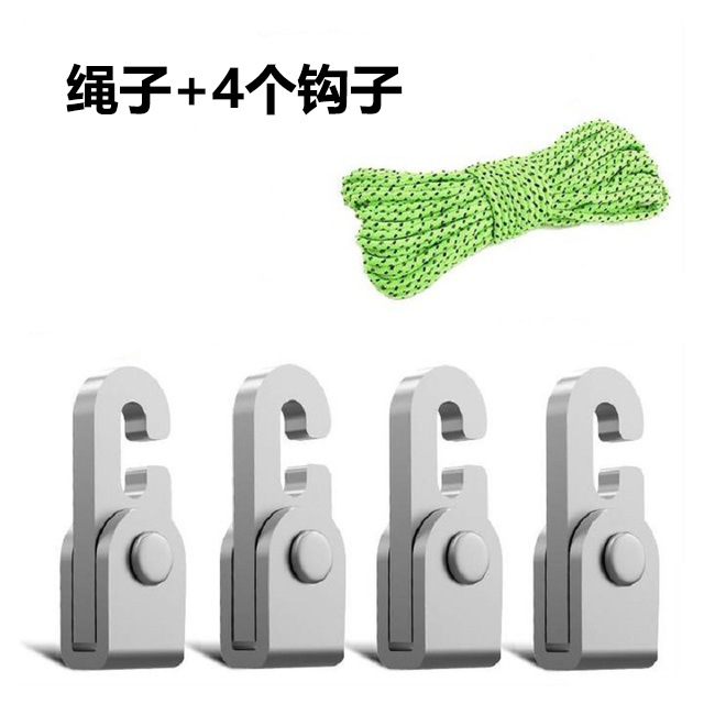 Cuerda de 5 metros, 4 ganchos, carpa, cuerda de fácil tracción, camping al aire libre, cuerda reflectante, saco de dormir, cierre automático