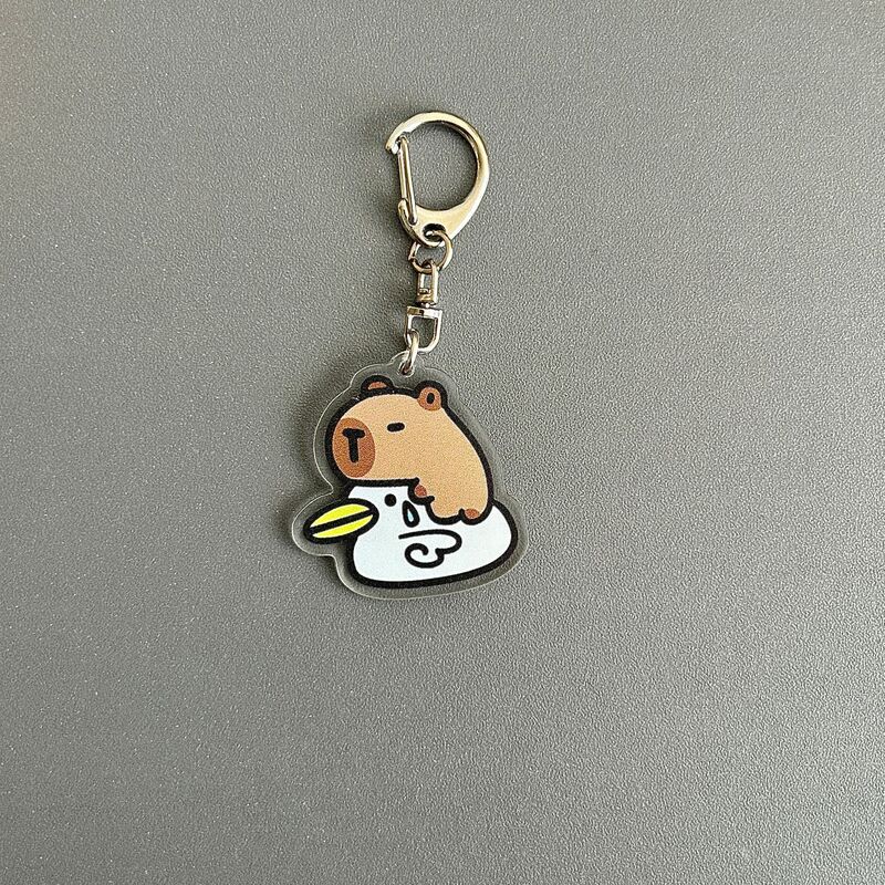 クリエイティブ漫画かわいい両面透明アクリル labubu キーホルダー学生バッグアクセサリー子供のランドセルペンダント|undefined