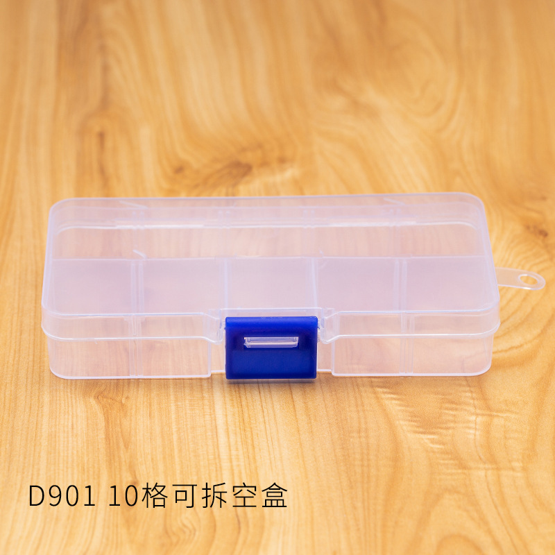 10 compartimentos piezas de PP desmontables, aparejos de pesca, ganchos, joyería, caja pequeña, caja de almacenamiento, caja de plástico, embalaje de almacenamiento