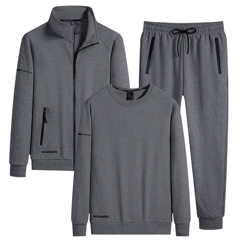 Transfronterizo 2023 invierno nuevo hombre de cuello de algodón más terciopelo grueso juego casual cardigan juvenil de tres piezas