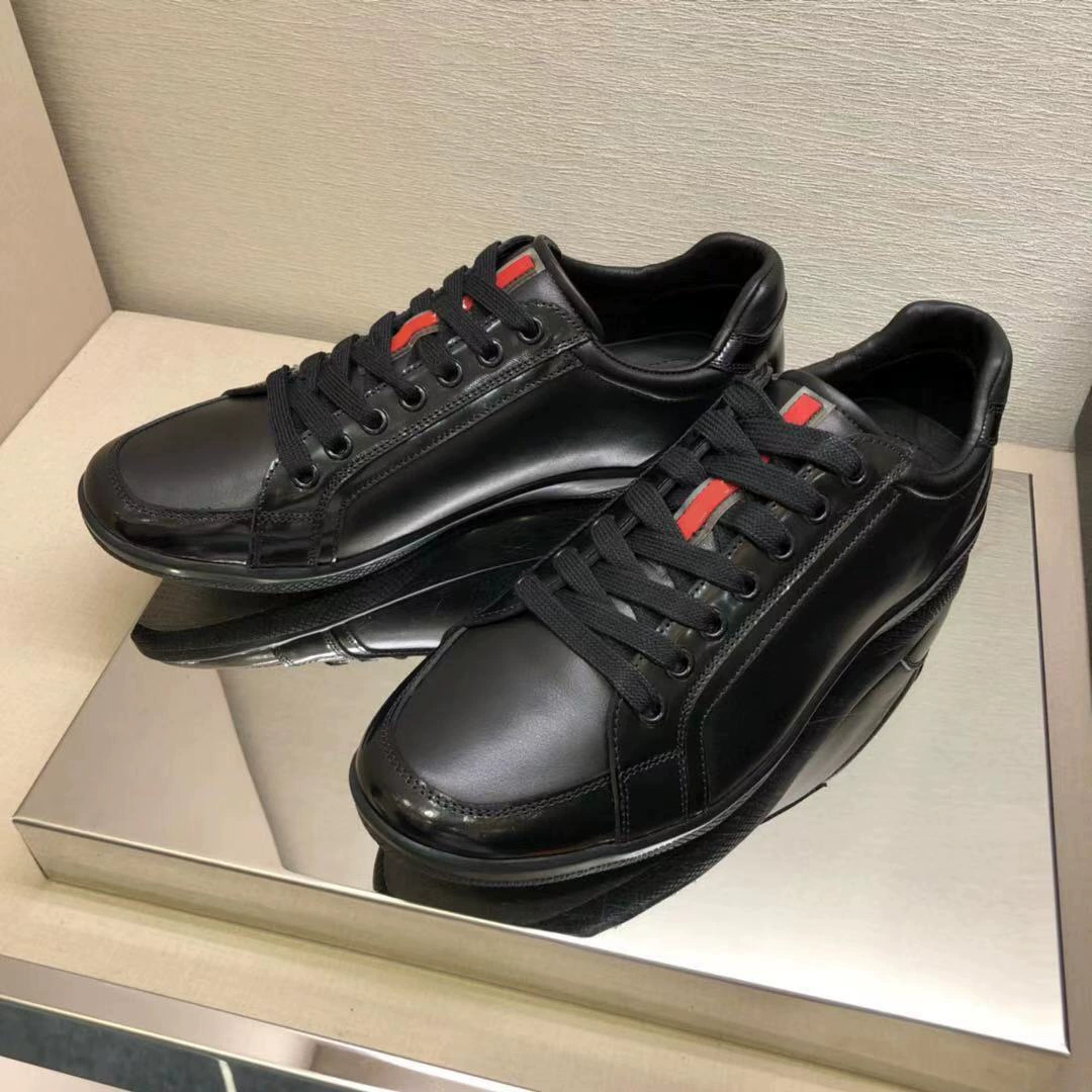 Европейский люксовый бренд P, высококачественные мужские деловые повседневные спортивные кроссовки из натуральной кожи с низким верхом на шнуровке, европейские кроссовки