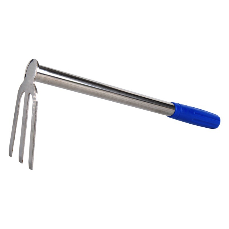 Venta al por mayor de acero inoxidable azada herramientas de Granja Hogar mango largo pequeña azada al aire libre escarda jardinería pala de doble uso engrosada conjunto de cinco piezas