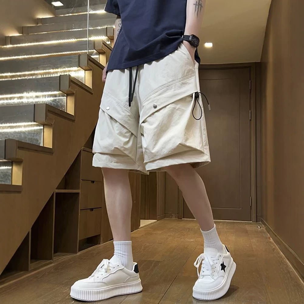 Men's Summer Cargo Shorts Trendy High Street Style Large Pockets Sporty High End Casual Five Point Pants_viptrois.com