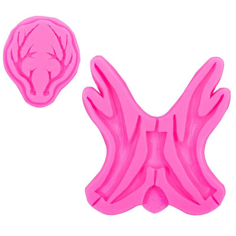 Nueva Navidad tamaño ELK Antler forma molde de silicona fondant chocolate cake decoración hornear herramienta