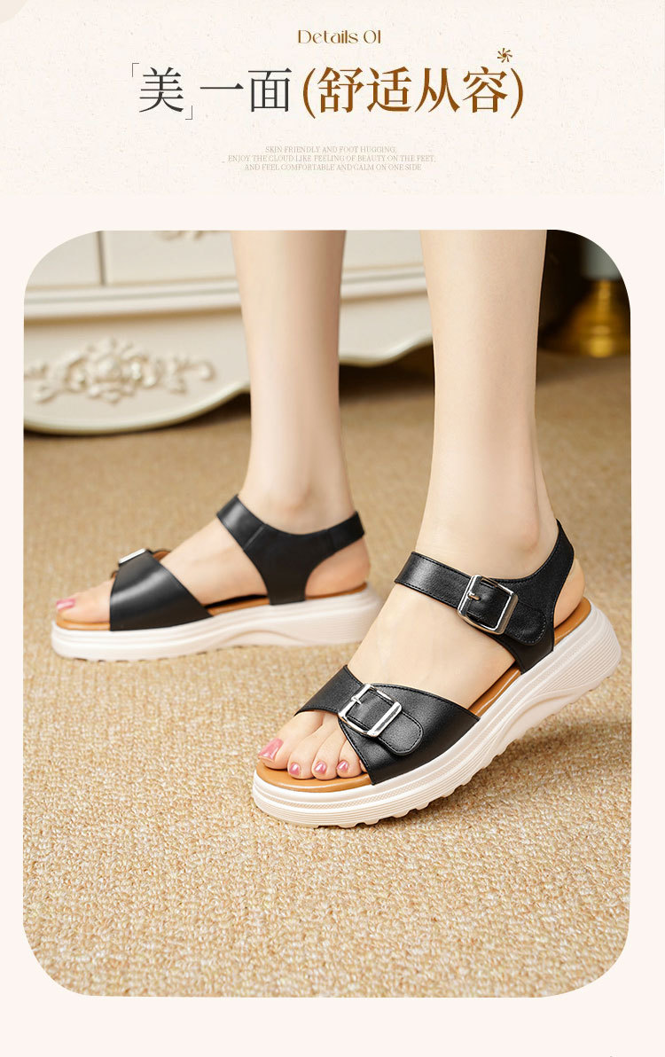 Sandal nữ đế xuồng da bò thật quai chữ V mềm êm — Trắng kem【Da bò lớp đầu】 chi tiết 20