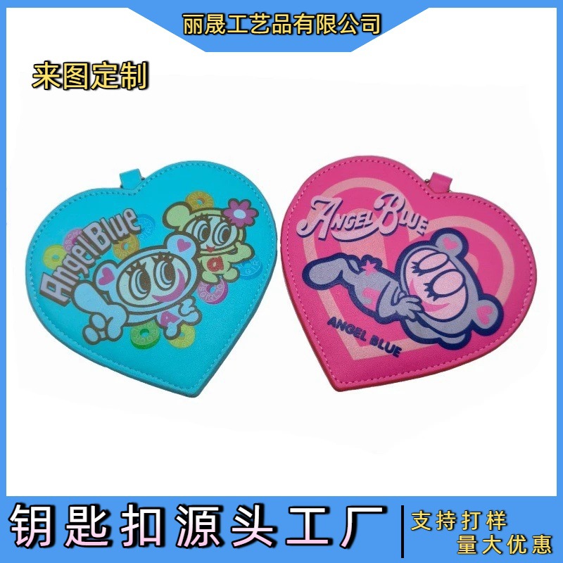 Heart-shaped luggage tag, creative and cute cartoon design, made of PU leather, anti-loss, for boarding passes, bag charm, and customizable with a logo