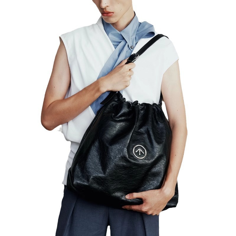 GROTTO Autumn/Winter Genuine Leather Garbage Large Capacity Mother and Child Single Shoulder Crossbody Bag_voghion.com