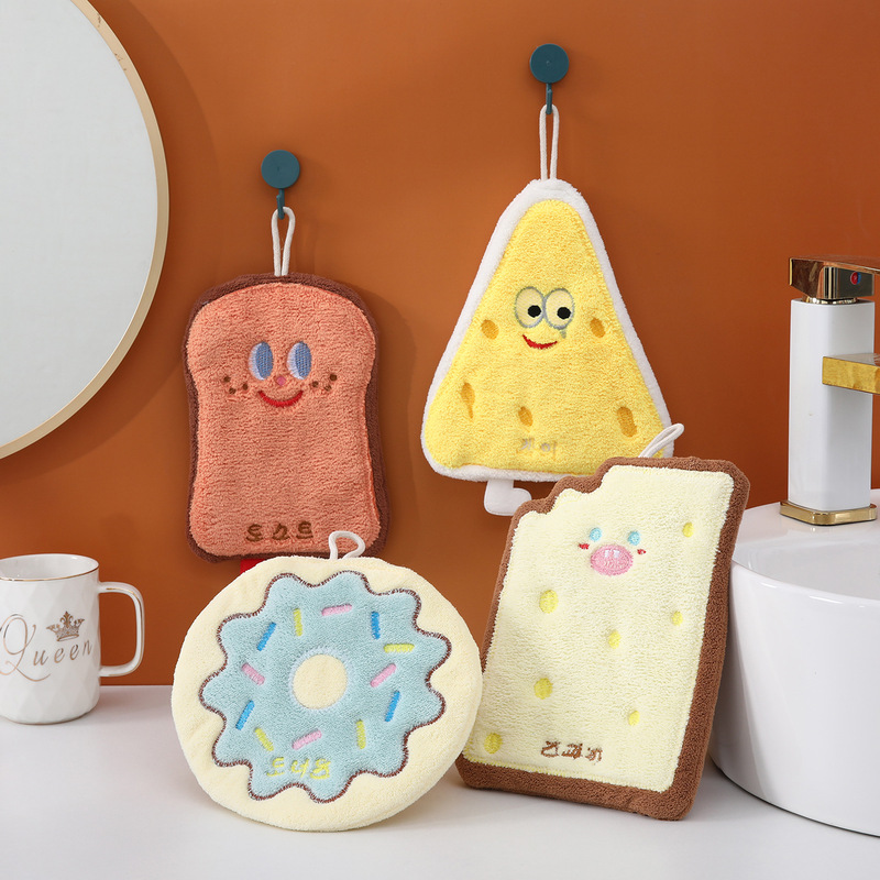 Cross-Border Baked Cheese Cartoon Hand Towel New Hanging Hand Towel Quick-Drying Rag Children's Thickened Coral Velvet Handkerchief Cross-Border Baked Cheese Cartoon Hand Towel New Hanging Hand Towel Quick-Drying Rag Children's Thickened Coral Velvet Handkerchief