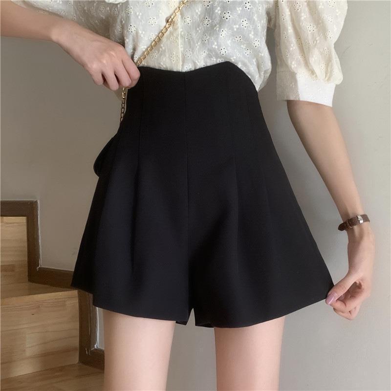 Summer 2020 New Korean Style High Waist Thin Leg Long Casual Wide Leg Shorts Women's Loose A- line Suit Trendy Pants