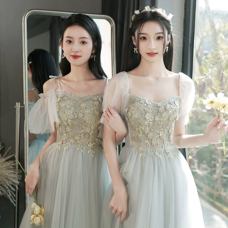 Костюм для подружек невесты весной и летом старшая сестринская группа 2024 новая серая серая женская юбка для обручения тонкая женская одежда