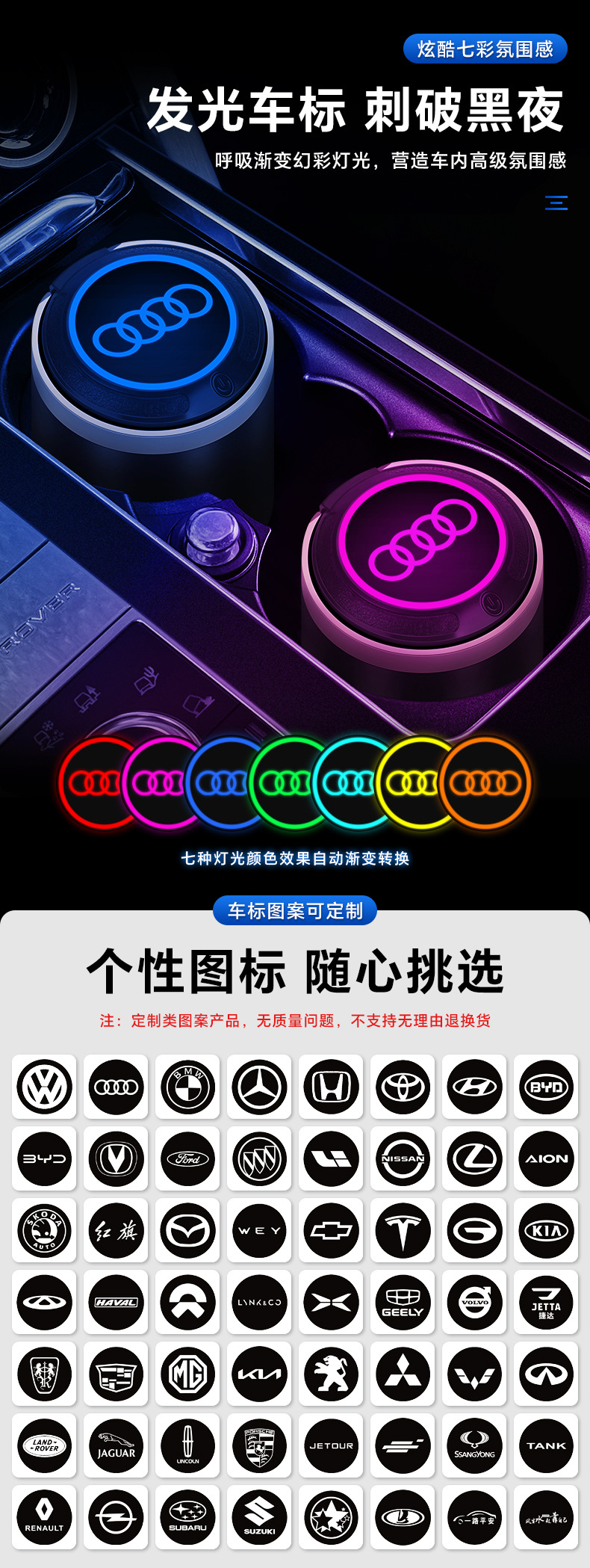 Audi Car Ashtray New A6L/A4L/A3/A7/Q5L/Q3/Q2L/Q7 Special Car Interior Supplies