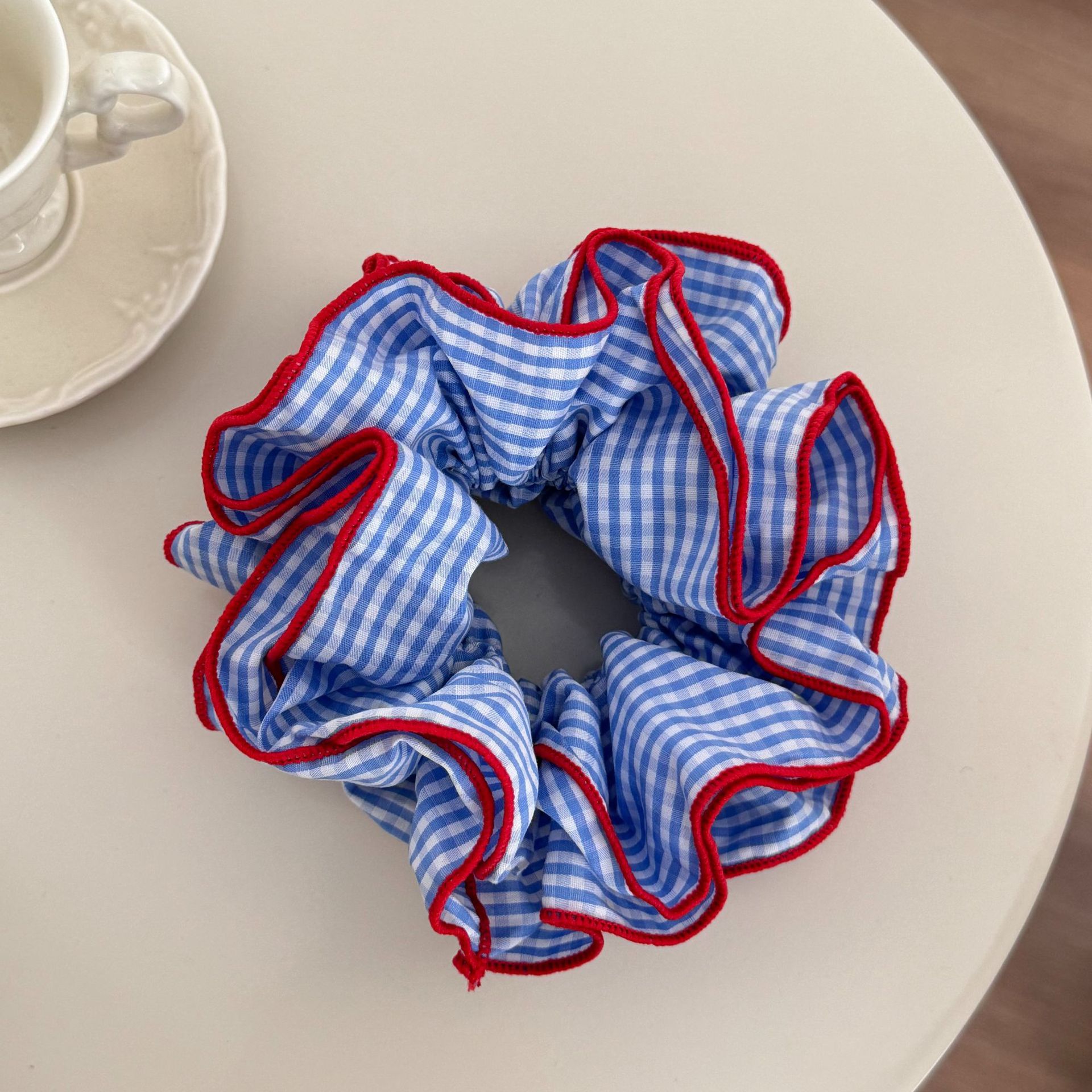 X1-474 작은 허리 체크무늬 머리끈