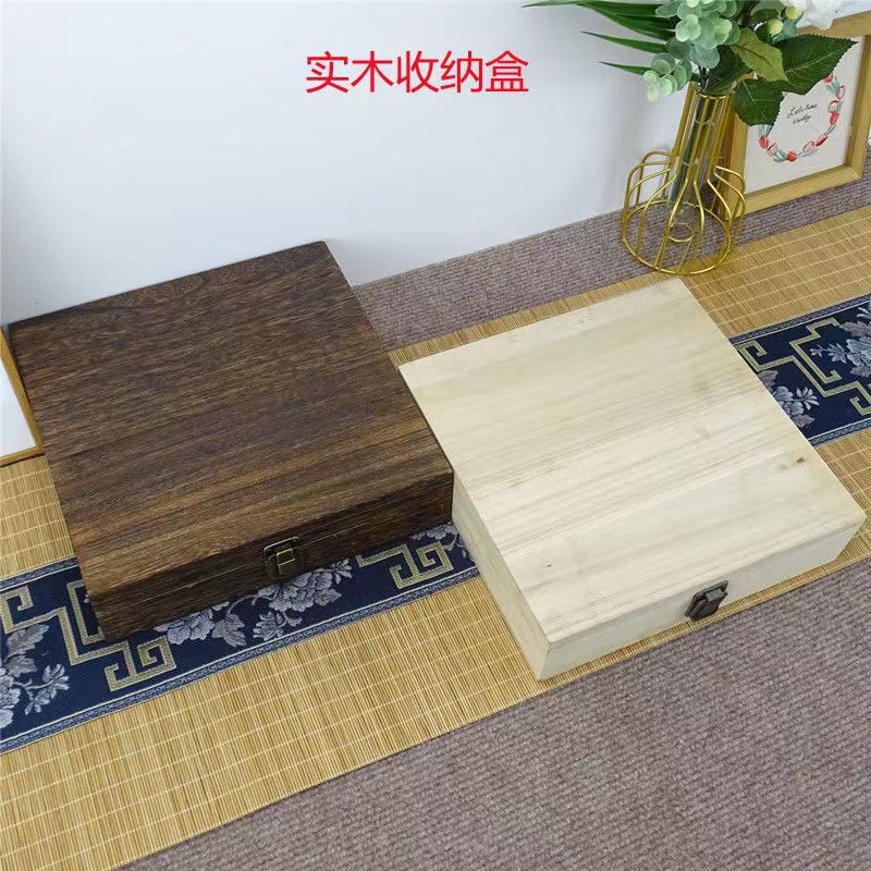 Retro table storage box from natural wood