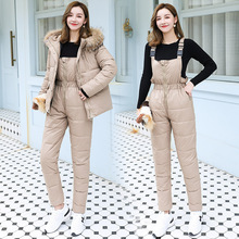 羽絨棉服套裝女2021新款冬季韓版時尚加厚保暖棉衣兩件套棉襖外套