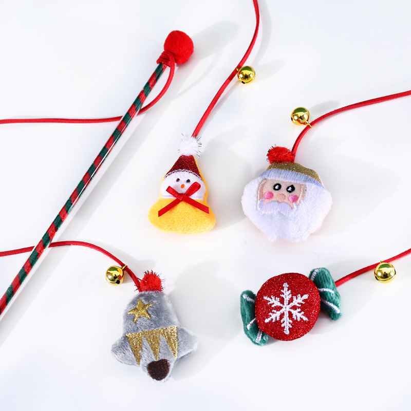 Gato mascota interactivo árbol de Navidad ancianos caramelo muñeco de nieve divertido gato palo campana felpa tela Comercio Exterior Juguetes de entrenamiento