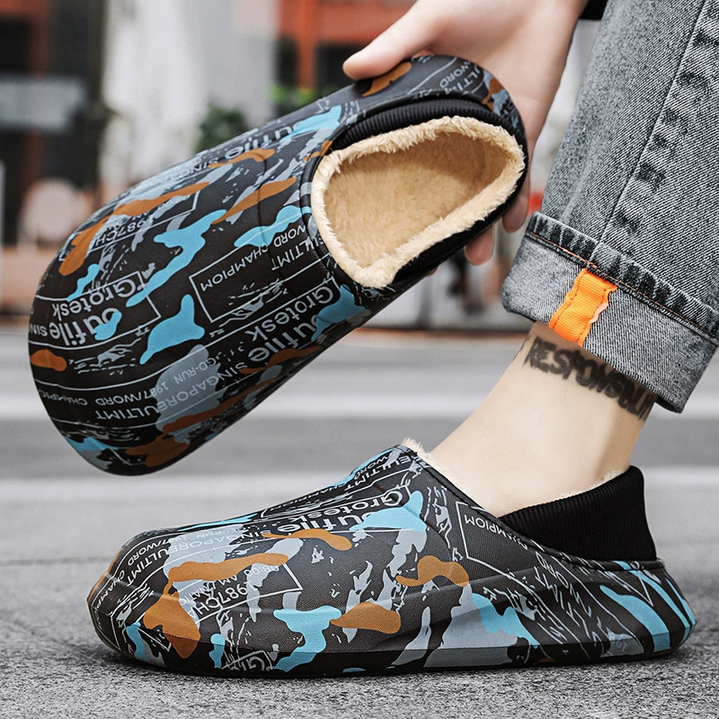Мужские хлопковые тапочки для зимнего использования в помещении, с флисовой подкладкой для тепла, парные хлопковые туфли с закрытой пяткой, производитель хлопковых тапочек, распродажа по низкой цене.