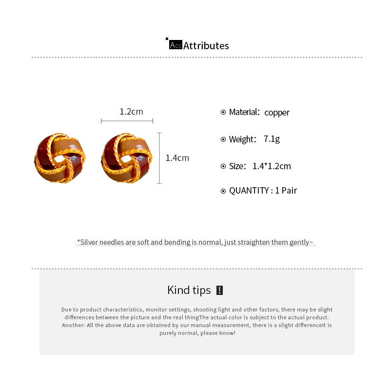 Silver Needle Oil Dropping Fried Dough Twists Cross Round Earrings Female Personality Earrings Temperament Earrings Small And High_voghion.com