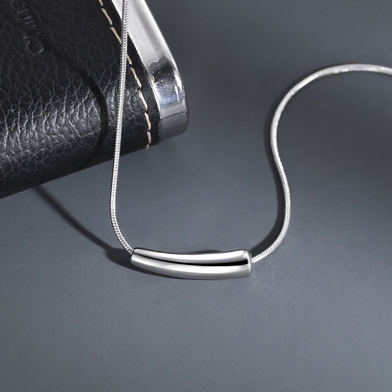 Vintage Men's Snake Bone Chain Necklace In Silver Plated Metal_voghion.com