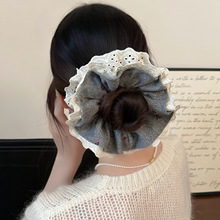 灰色针织毛线四层大肠发圈女秋冬扎马尾发绳丸子头皮筋高级感头绳